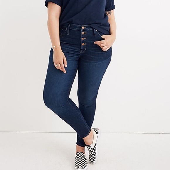 Madewell Plus 9" Mid-Rise Skinny Jeans in Hayes Wash: Button-Front Edition NWT - Picture 2 of 7